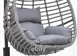 Savani Garden Swing Hanging Egg Chair Rattan Indoor Outdoor GREY Size XL