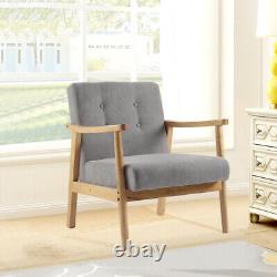 Scandi Rattan Armchair Solid Wooden Frame Upholstered Sofa Lounge Accent Chair
