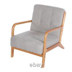 Scandi Solid Wood Frame Armchair Upholstere Fabric Fireside Chair Cushioned Seat