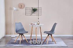 Scandinavian Dining Chairs Set of 4 Solid Wood Legs PU Seat with Padded Cushion