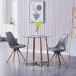 Scandinavian Dining Chairs Set of 4 Solid Wood Legs PU Seat with Padded Cushion
