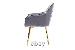 Set of 1/2/4 Dining Chairs Velvet Seat Metal Gold Legs Kitchen Chair Home Office