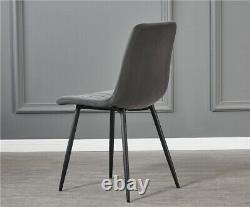Set of 2 4 Dining Chairs Fabric Padded Seat Metal Legs Office Kitchen Lounge UK