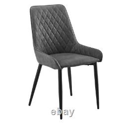 Set of 2 Dining Chairs Faux Leather PU Cushion Padded Seat Metal Legs Restaurant