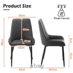 Set of 2 Dining Chairs Faux Leather PU Cushion Padded Seat Metal Legs Restaurant