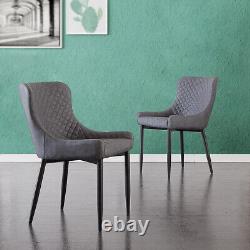 Set of 2 Dining Chairs Faux Leather/Velvet Cushioned Chair Metal Legs Restaurant