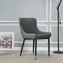 Set of 2 Dining Chairs Faux Leather/Velvet Cushioned Chair Metal Legs Restaurant