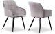 Set Of 2 Upholstered Dining Chairs Velvet Padded Seat Metal Legs Dining Room