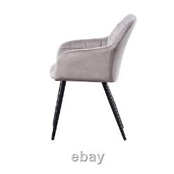 Set of 2 Upholstered Dining Chairs Velvet Padded Seat Metal Legs Dining Room