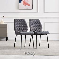 Set of 2 Velvet Dining Chairs Upholstered Armless Side Chairs Thick Cushion Seat