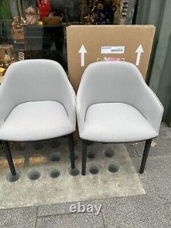 Set of 3x Vitra Softshell Gray with Brown Base Cushioned Designer Chairs
