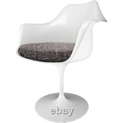 Set of 4 Glossy White Chelsea Armchairs with Textured Seat Cushion 9 Colours
