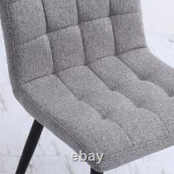 Set of 4 Grey-White Dining Chairs Velvet Upholstered Tufted Kitchen Padded Seat