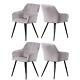 Set Of 4 Upholstered Dining Chairs Velvet Padded Seat Metal Legs Dining Room