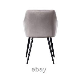 Set of 4 Upholstered Dining Chairs Velvet Padded Seat Metal Legs Dining Room