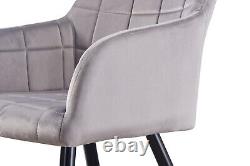 Set of 4 Upholstered Dining Chairs Velvet Padded Seat Metal Legs Dining Room