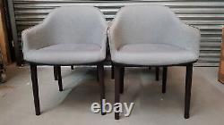 Set of 4x Vitra Softshell Gray with Brown Base Cushioned Designer Chairs