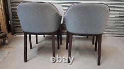 Set of 4x Vitra Softshell Gray with Brown Base Cushioned Designer Chairs