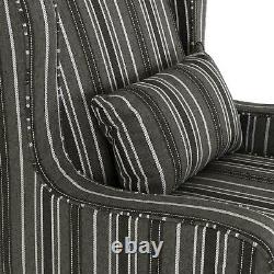 Sherborne Fireside Chair Seater Sofa Armchair Cushion Back Grey Stripe Fabric