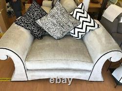 Silver grey cuddle chair, large chair fabric cushion back chair ex display