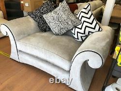 Silver grey cuddle chair, large chair fabric cushion back chair ex display
