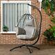 Single Rattan Hanging Egg Chair With Seat Cushion Grey By Outsunny