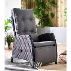 Single Reclining Rattan Arm Chair Patio Outdoor Garden Furniture Cushion New