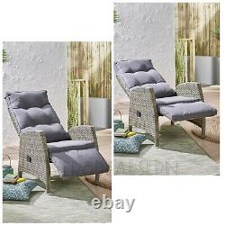 Single Reclining Rattan Arm Chair Patio Outdoor Garden Furniture Cushion New