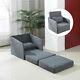 Single Sofa Bed Convertible Chair Cushion Pillow Guest Bedroom Lightweight Grey
