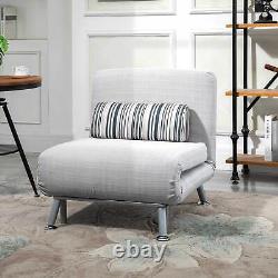 Single Sofa Bed Folding Chair Bed with Steel Frame Padding Pillow Grey, Silver