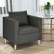 Single Sofa Chair Armchair Couch Leather Accent Chair With Pillow Home Office Grey