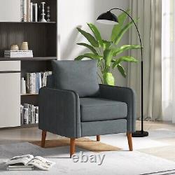 Single Sofa Seat Fabric Upholstered Living Room Chair Accent Armchair with Cushion