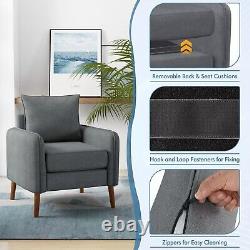 Single Sofa Seat Fabric Upholstered Living Room Chair Accent Armchair with Cushion