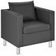 Single Sofa Seat Pu Leather Upholstered Padded Guest Tub Chair With Cushion
