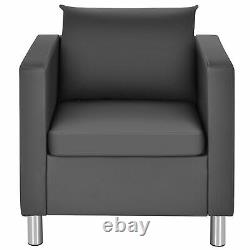 Single Sofa Seat PU Leather Upholstered Padded Guest Tub Chair With Cushion