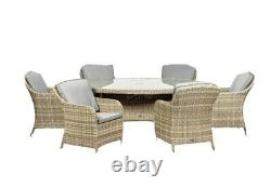 Six seater deluxe oval Rattan garden furniture set