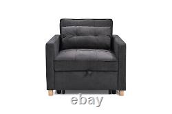 Sleeper Chair Chenille Charcoal Grey available & eligible for FREE DELIVERY