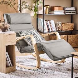 SoBuy Comfortable Relax Rocking Chair with Footrest Grey Cushion, FST16-DG, UK