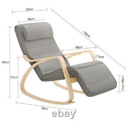 SoBuy Comfortable Relax Rocking Chair with Footrest Grey Cushion, FST16-DG, UK