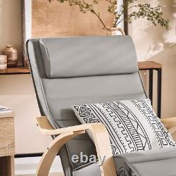 SoBuy Comfortable Relax Rocking Chair with Footrest Grey Cushion, FST16-DG, UK