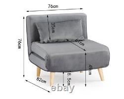Sofa Bed Single Chair Velvet Fabric Armchair Sleeper Chair Chaise Pull Out