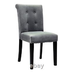 Soft Dining Chairs Velvet Scroll Back Cushion Seat Kitchen Side Chair with Knocker
