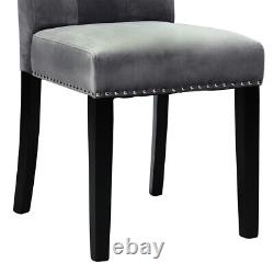 Soft Dining Chairs Velvet Scroll Back Cushion Seat Kitchen Side Chair with Knocker