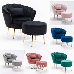 Soft Velvet Accent Armchair Sofa Chair with Footstool Lounge Living Room