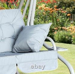 Somerset 3 Seat Swing Hammock Bed Heavy Duty Garden Bench Patio In Grey SALE