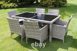 Stratford Rattan Weave Garden 6 Seater Dining Set Complete With Cushions