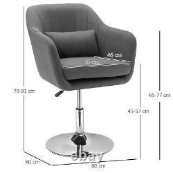 Stylish Retro Linen Swivel Tub Chair Steel Frame Cushion Seat Dark Grey