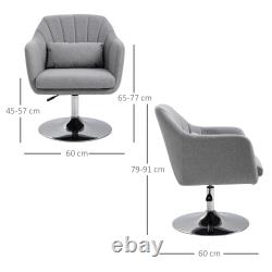 Stylish Retro Linen Swivel Tub Chair with Steel Frame Cushion Wide Seat