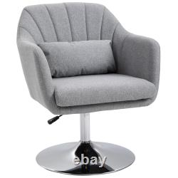 Stylish Retro Linen Swivel Tub Chair with Steel Frame Cushion Wide Seat