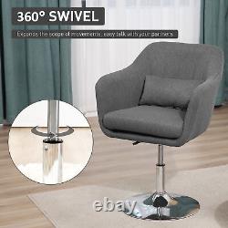 Stylish Retro Linen Swivel Tub Chair with Steel Frame Cushion Wide Seat Dark Grey